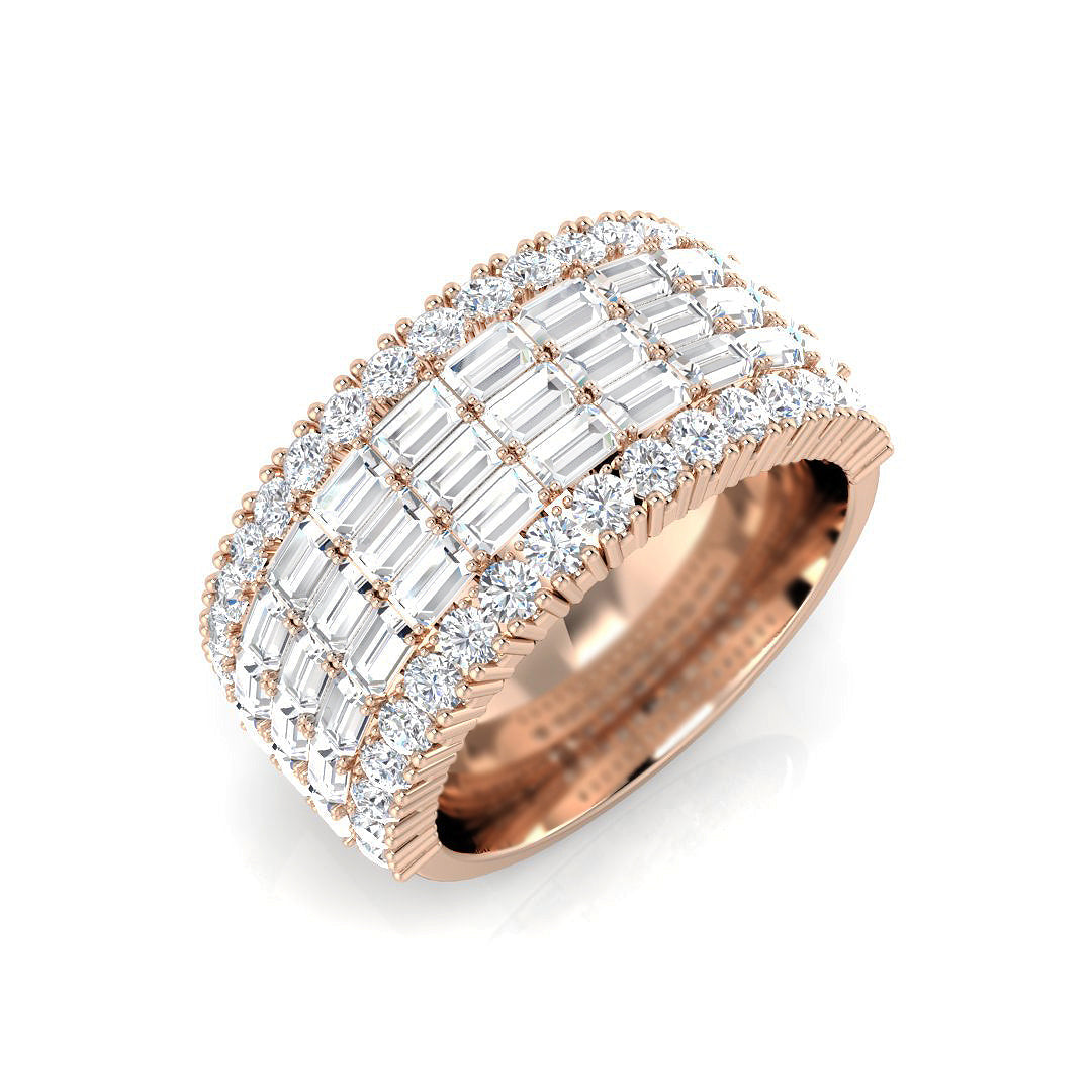 Baguette & Brilliant Diamond Ring 2.98ct – SR3514 – 18k Rose Gold