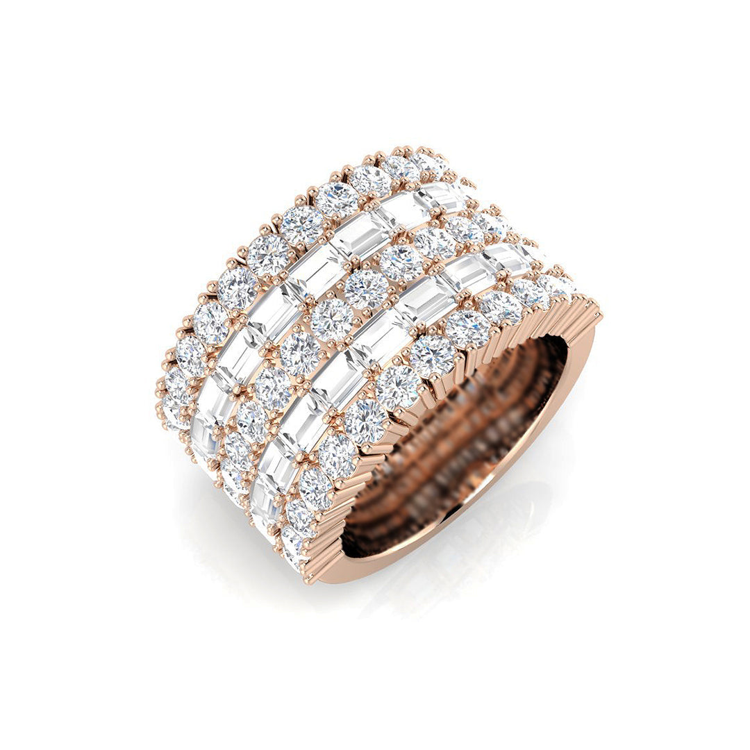 Baguette & Brilliant Diamond Ring 4.53ct – SR3555 – 18k Rose Gold
