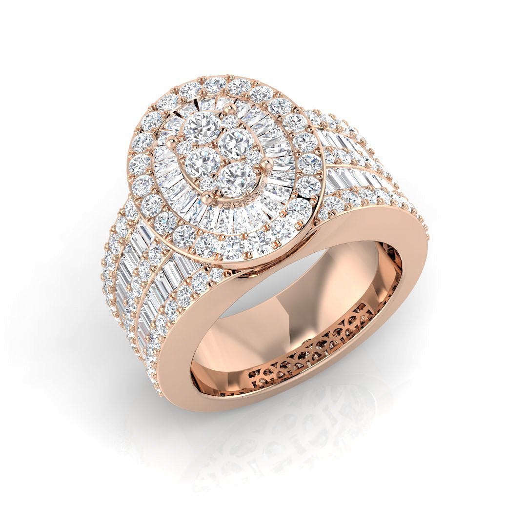 Baguette & Brilliant Diamond Ring 3.04ct – SR402 – 18k Rose Gold