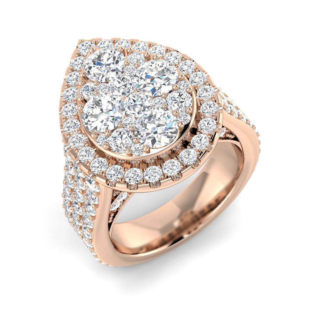 Cluster Diamond Ring 3.05ct–3.67ct – SR414 – 18k Rose Gold