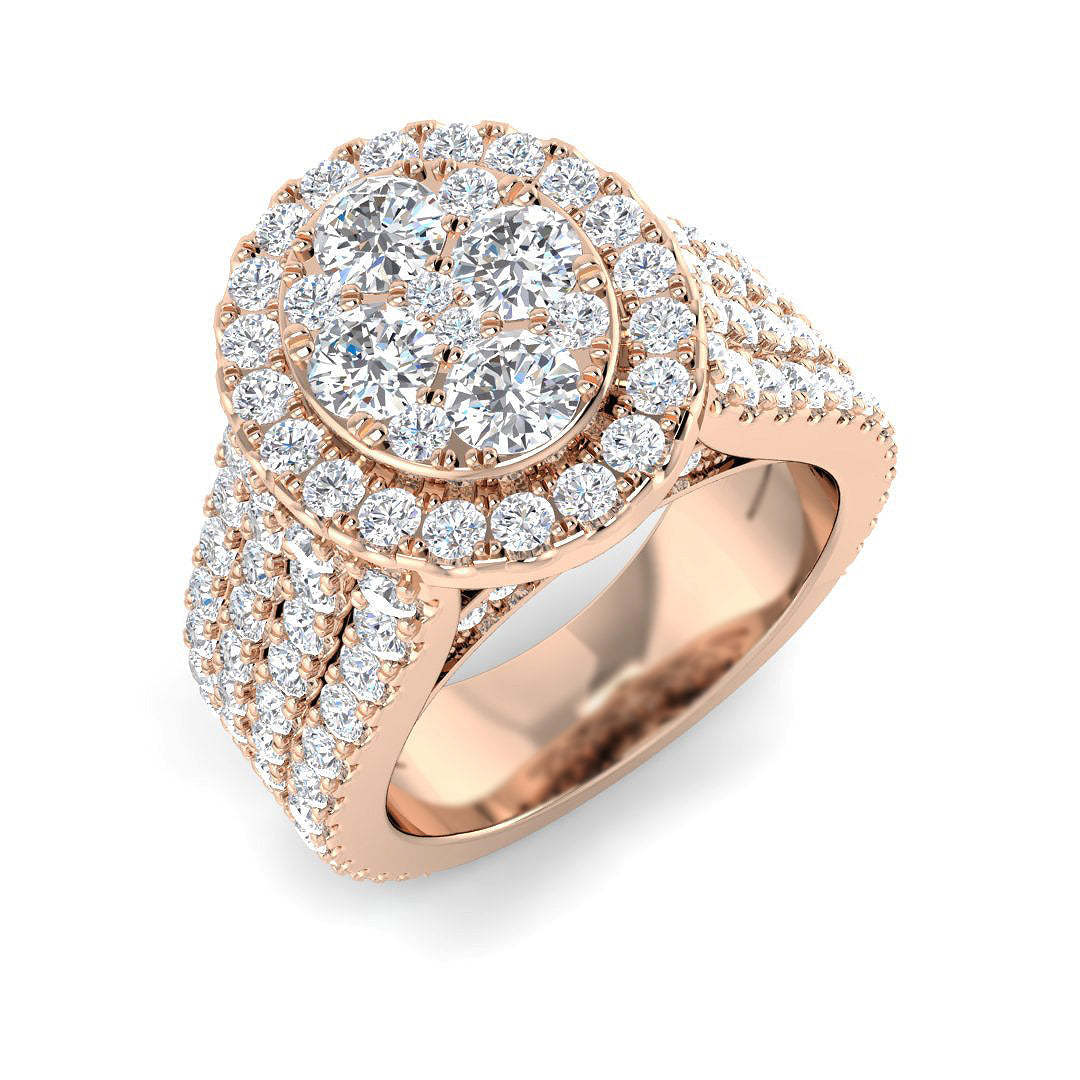 Cluster Diamond Ring 3.29ct–3.51ct – SR417 – 18k Rose Gold