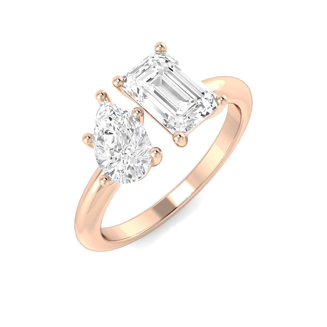 Two Stone Lab-Grown Diamond Ring 1.44ct–1.67ct – SR4445 – 18k Rose Gold