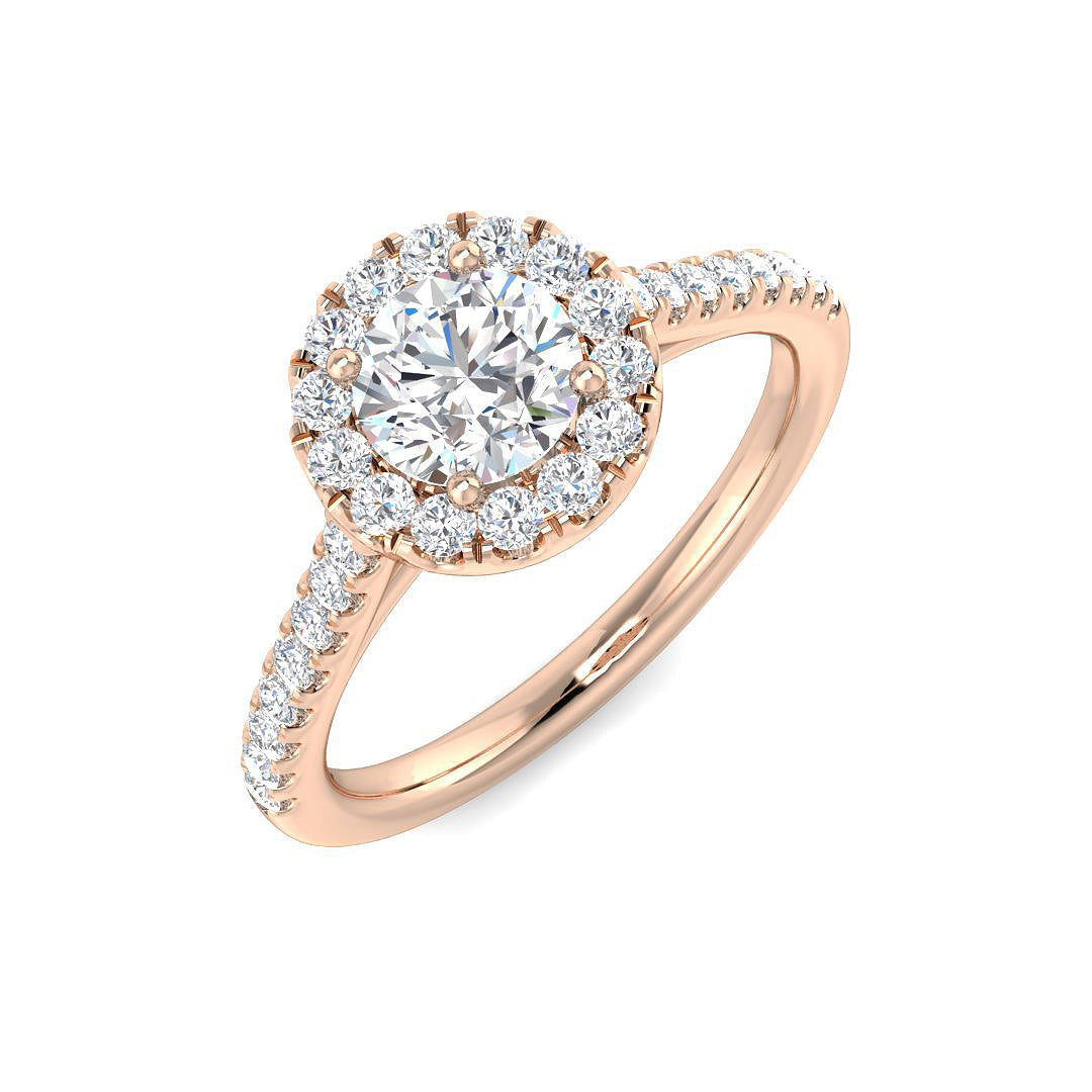Halo Diamond Ring 0.85ct–0.89ct – SR4623 – 18k Rose Gold
