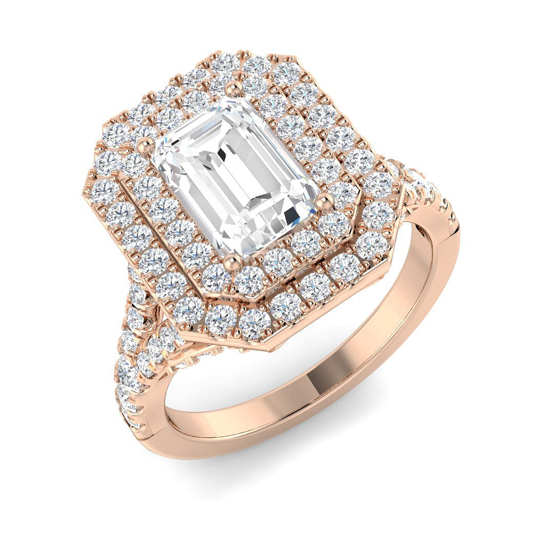 Halo Lab-Grown Diamond Ring 2.62ct–2.73ct – SR4624 – 18k Rose Gold