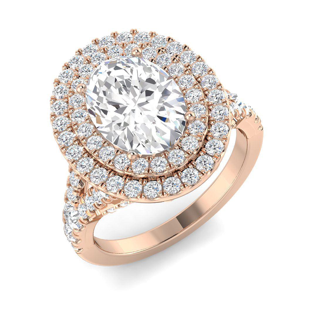 Halo Lab-Grown Diamond Ring 3.19ct–3.29ct – SR4627 – 18k Rose Gold