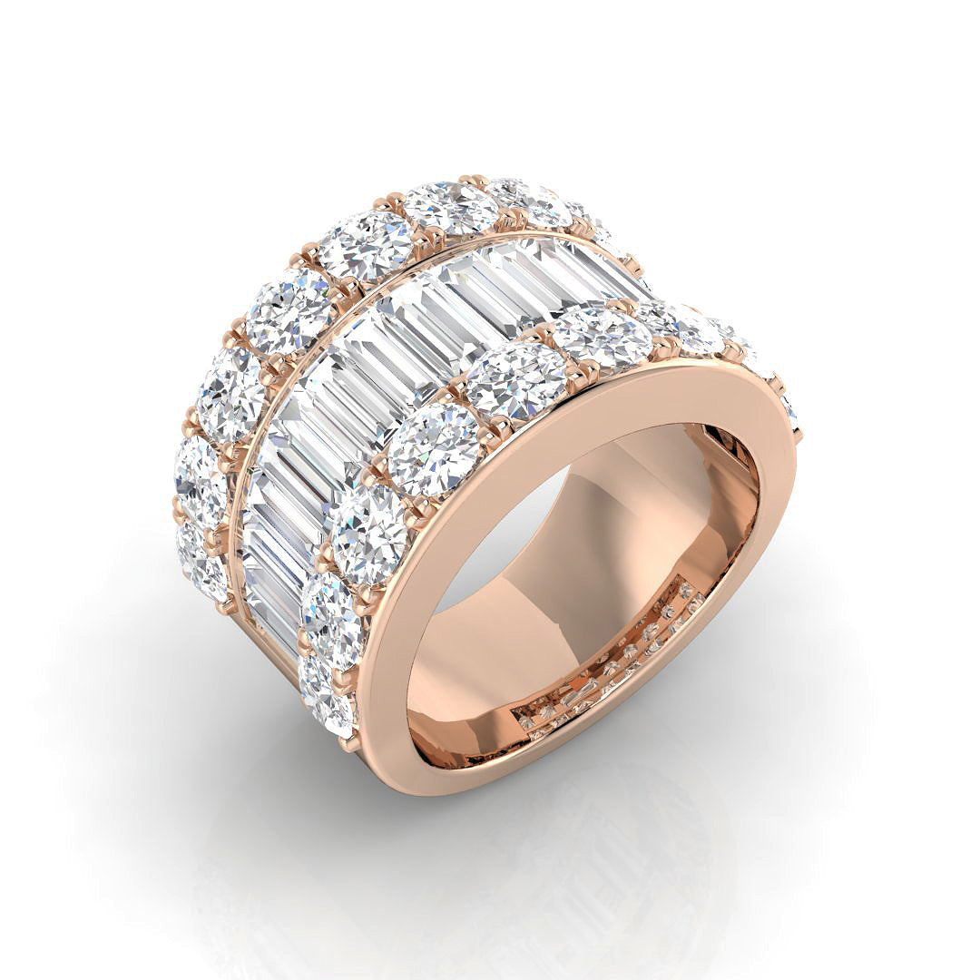 Baguette & Brilliant Diamond Ring 5.5ct–6.0ct – SR469 – 18k Rose Gold