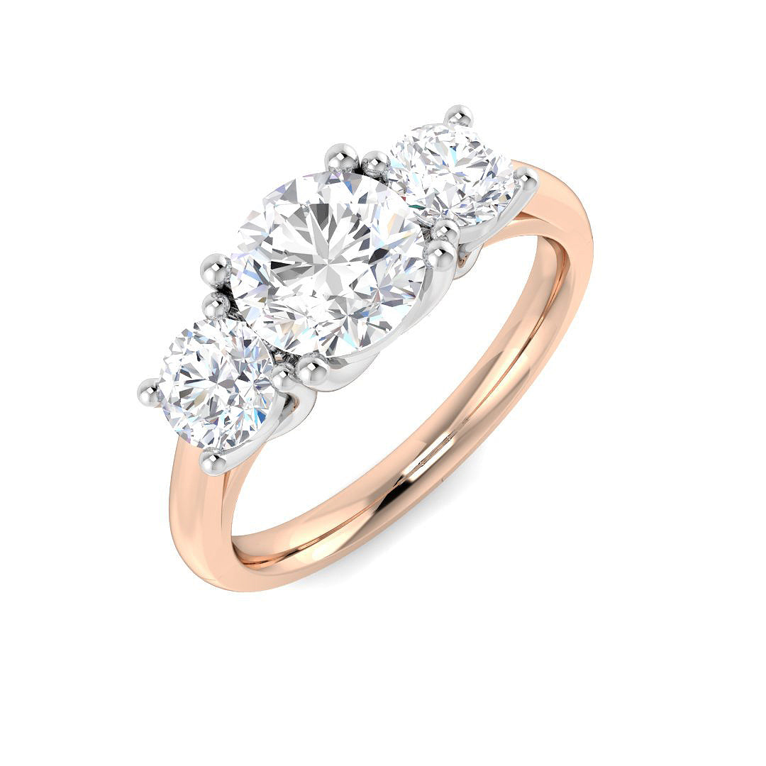 Three Stone Lab-Grown Diamond Ring 1.8ct – SR4722 – 18k Rose Gold