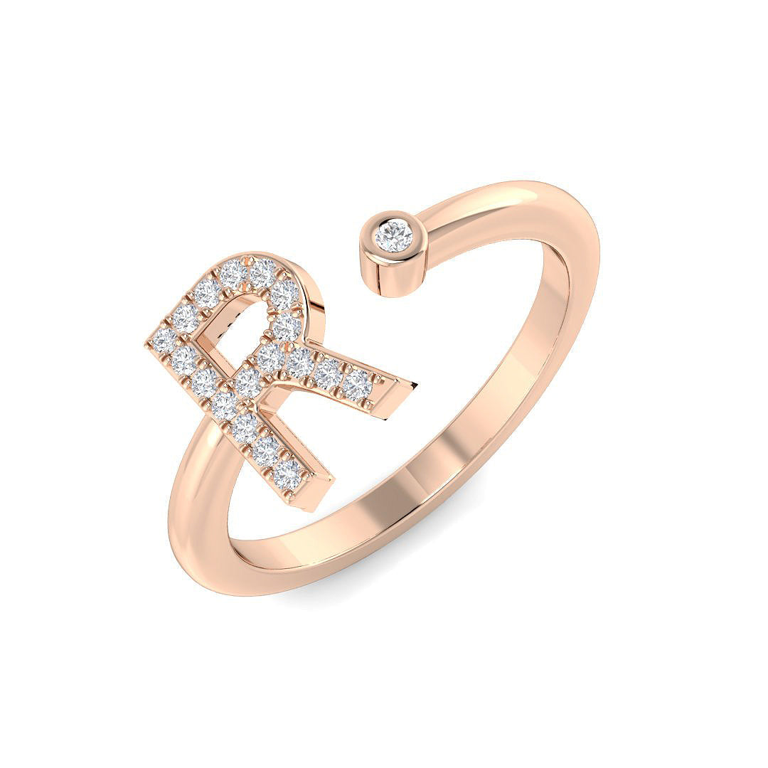 Initials Diamond Ring 0.1ct – SR4777 – 18k Rose Gold