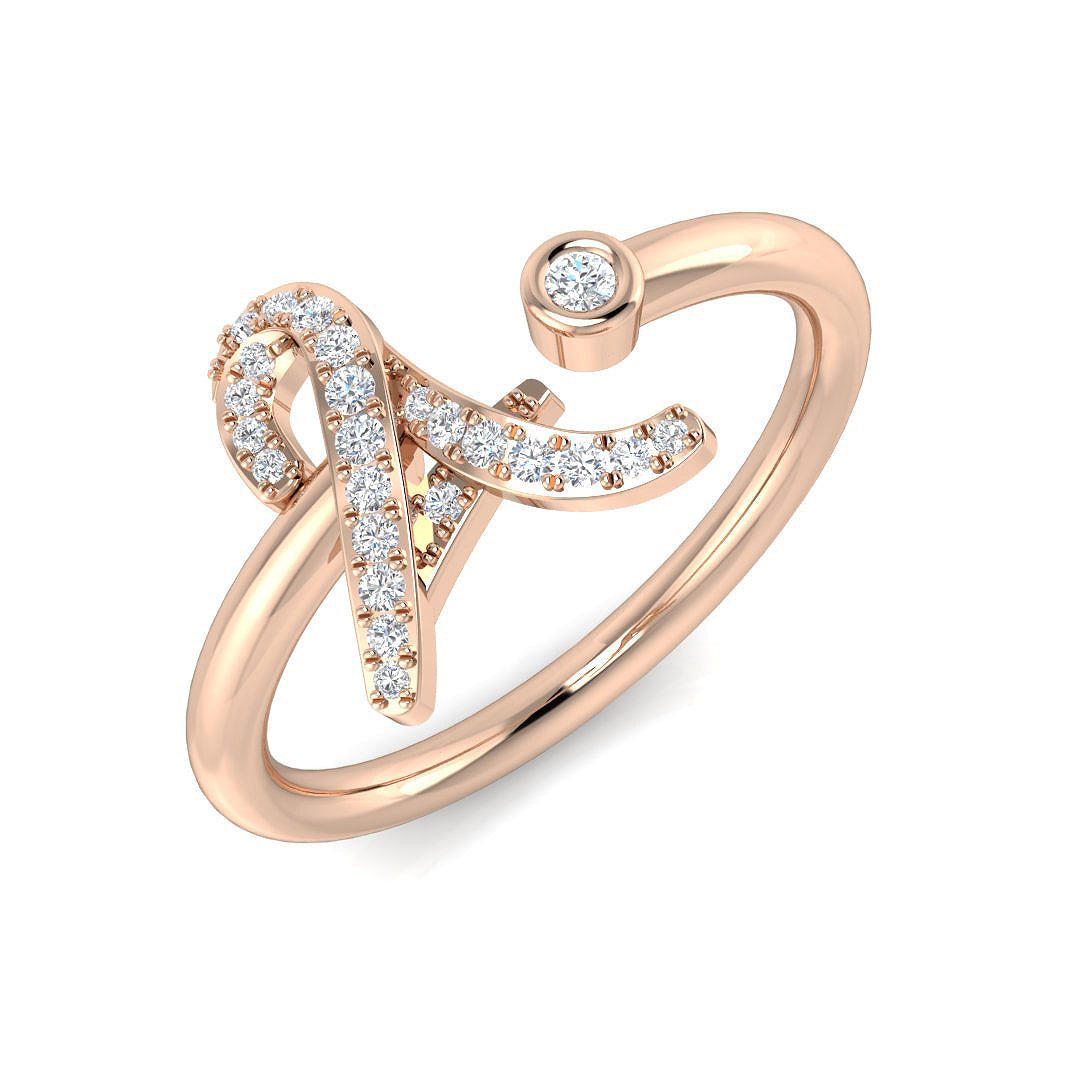 Initials Diamond Ring 0.12ct – SR52-A – 18k Rose Gold