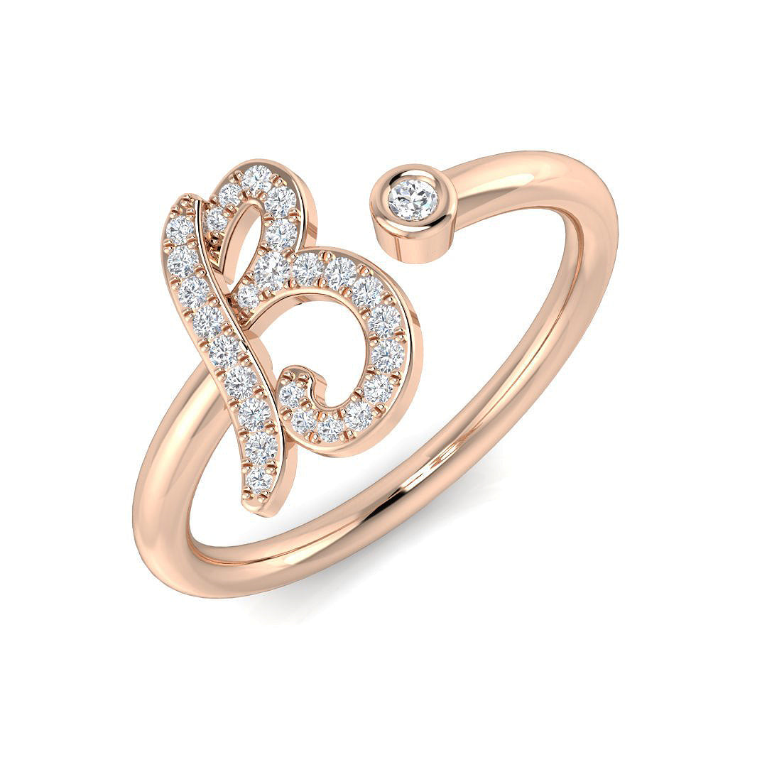 Initials Diamond Ring 0.14ct – SR52-B – 18k Rose Gold