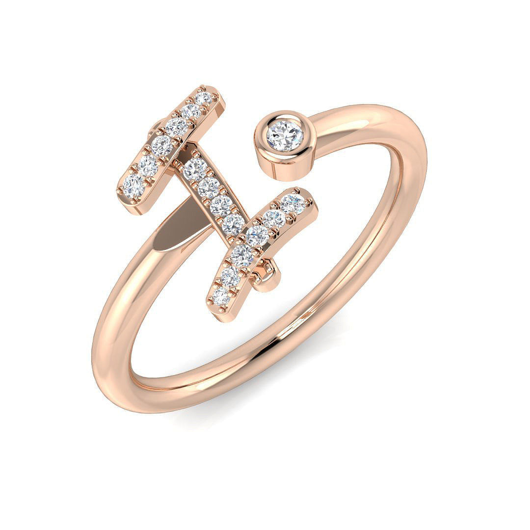 Initials Diamond Ring 0.09ct – SR52-I – 18k Rose Gold
