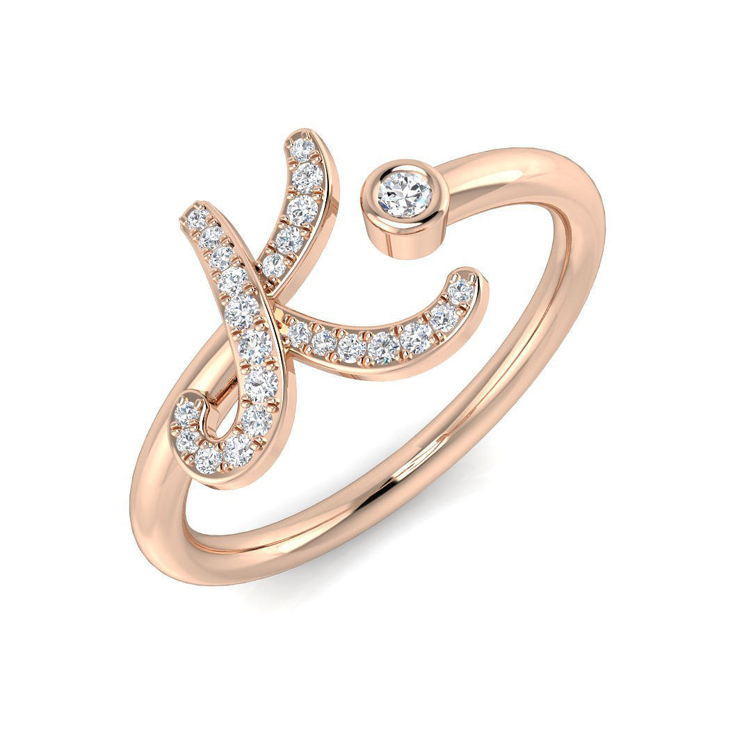 Initials Diamond Ring 0.12ct – SR52-K – 18k Rose Gold