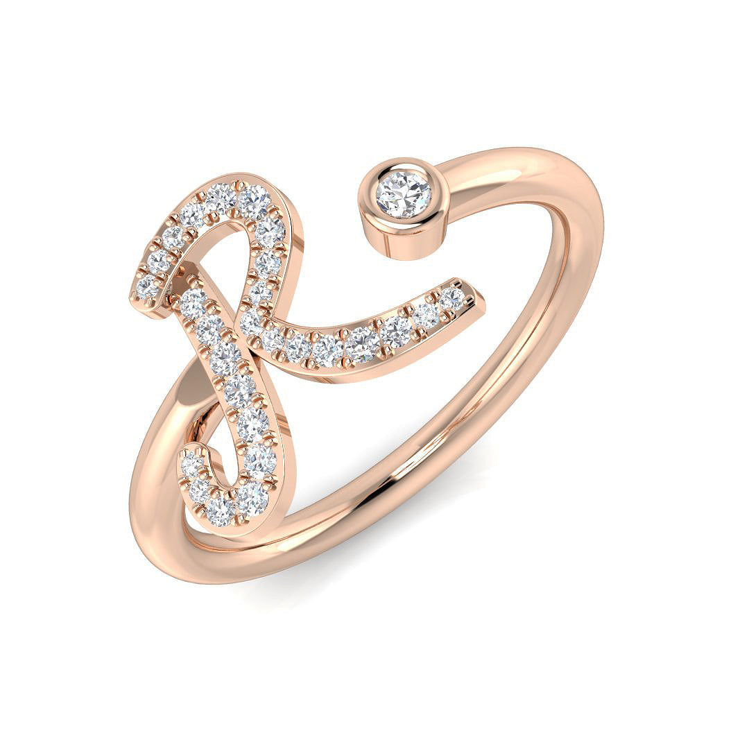 Initials Diamond Ring 0.12ct – SR52-R – 18k Rose Gold