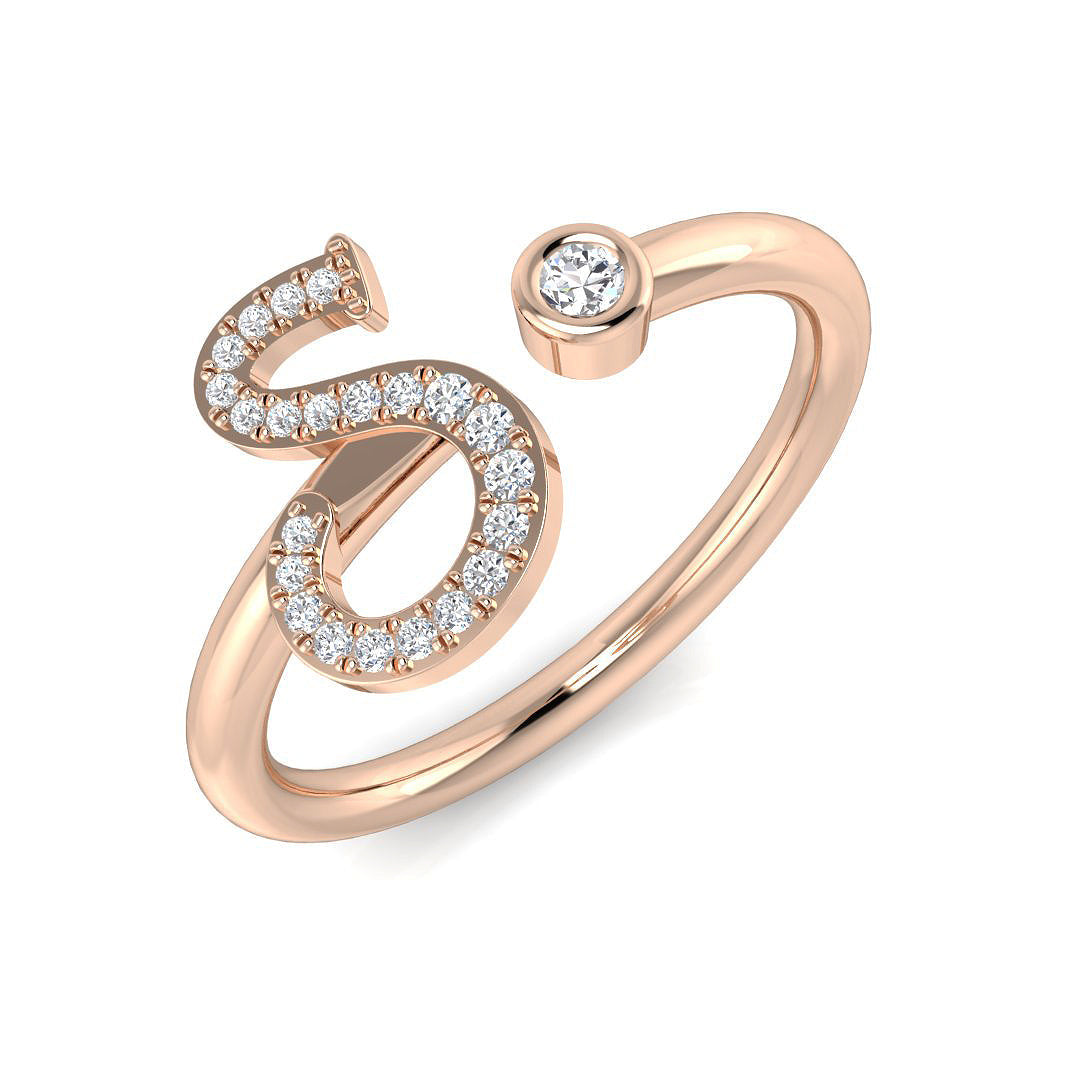 Initials Diamond Ring 0.1ct – SR52-S – 18k Rose Gold