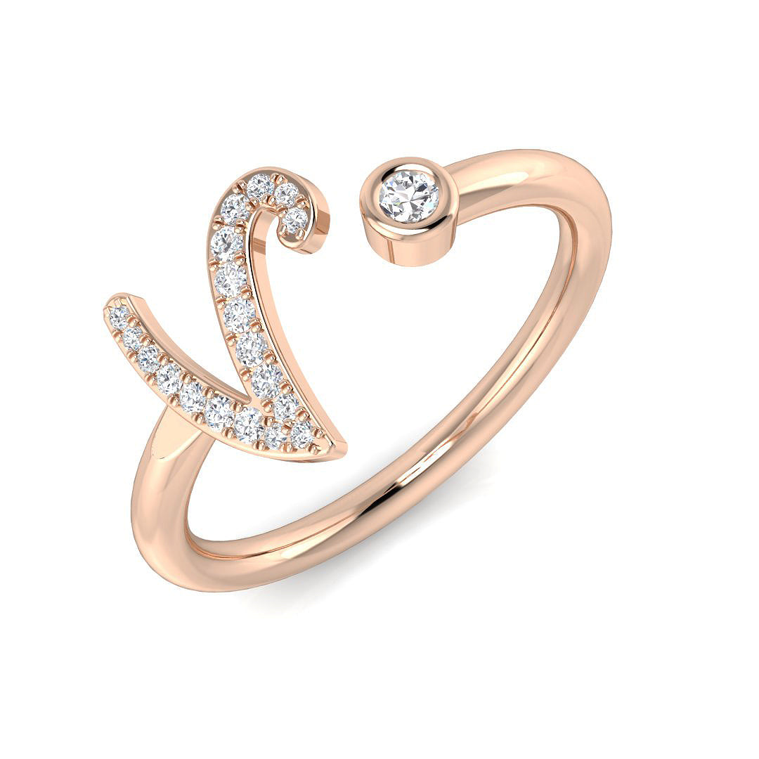 Initials Diamond Ring 0.11ct – SR52-V – 18k Rose Gold