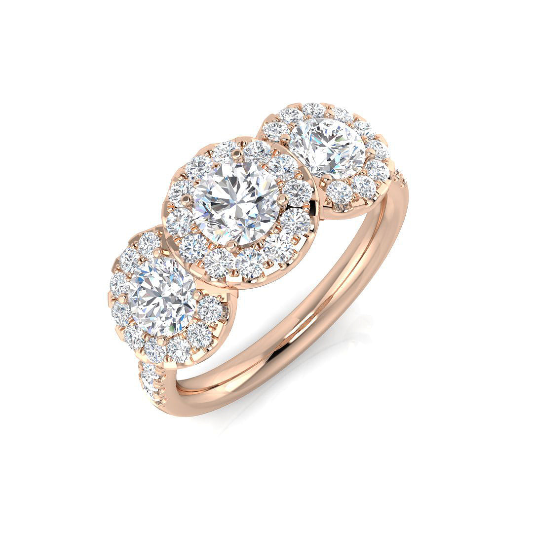 Three Stone Diamond Ring 0.73ct–1.78ct – SR794 – 18k Rose Gold