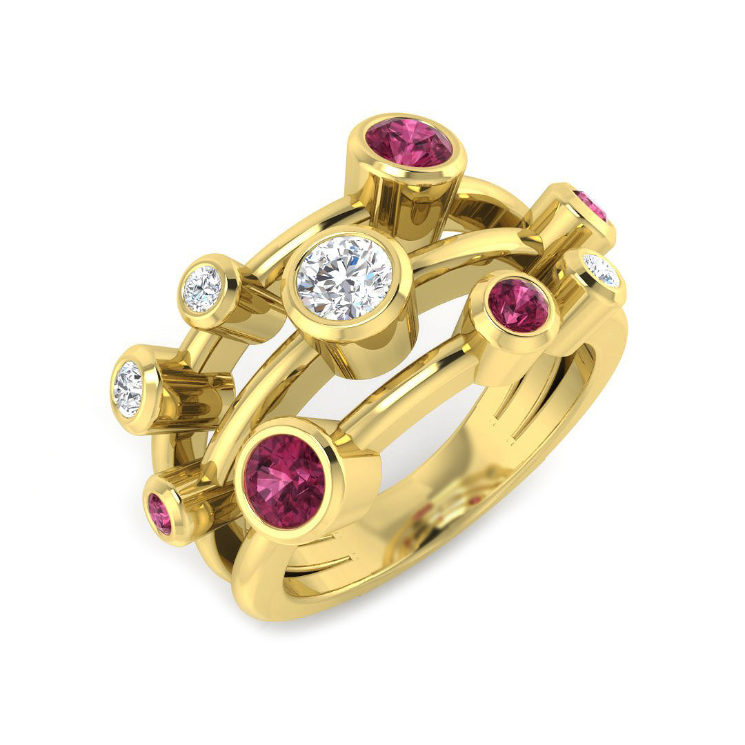 Bubble Diamond Ring 1.18ct – SR839~PK – 9k Yellow Gold