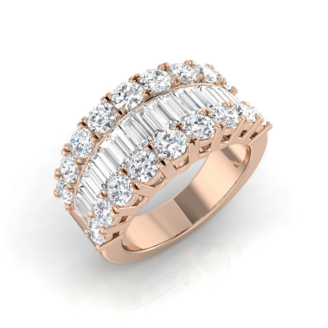 Baguette & Brilliant Diamond Ring 1.54ct–3.06ct – SR864 – 18k Rose Gold