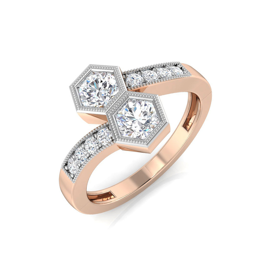 Two Stone Diamond Ring 0.7ct – XYR10487 – 18k Rose Gold