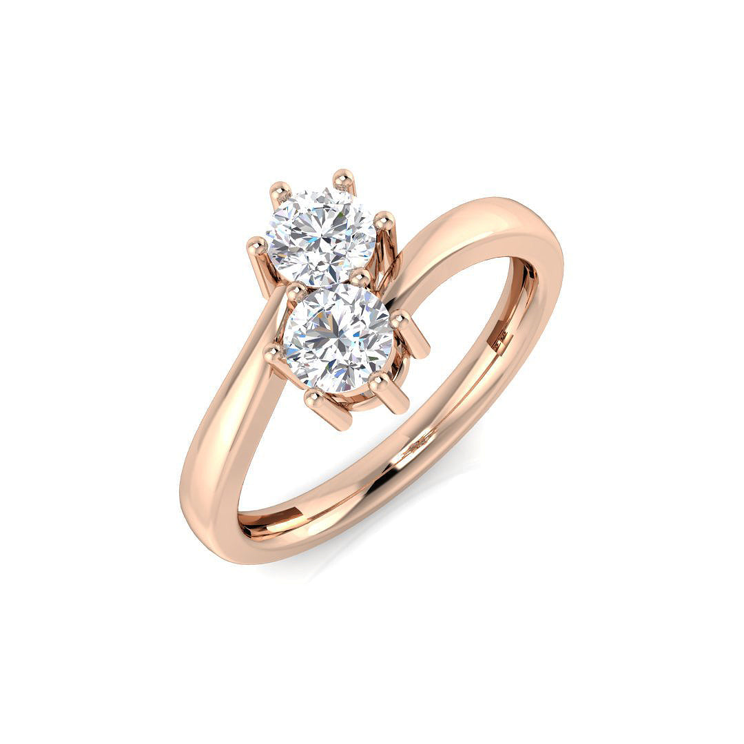 Two Stone Diamond Ring 0.57ct – XYR10528 – 18k Rose Gold