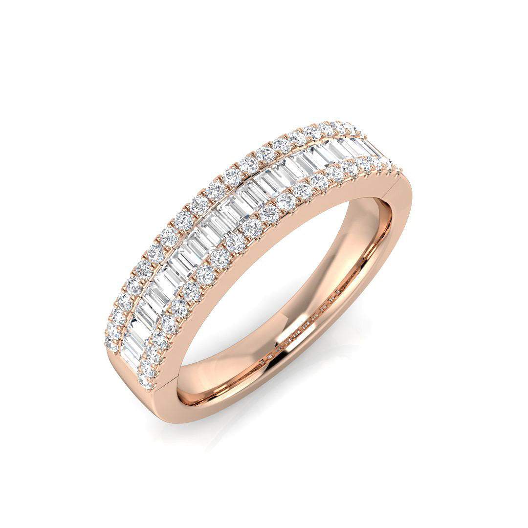Baguette & Brilliant Diamond Ring 0.54ct – XYR11128 – 18k Rose Gold