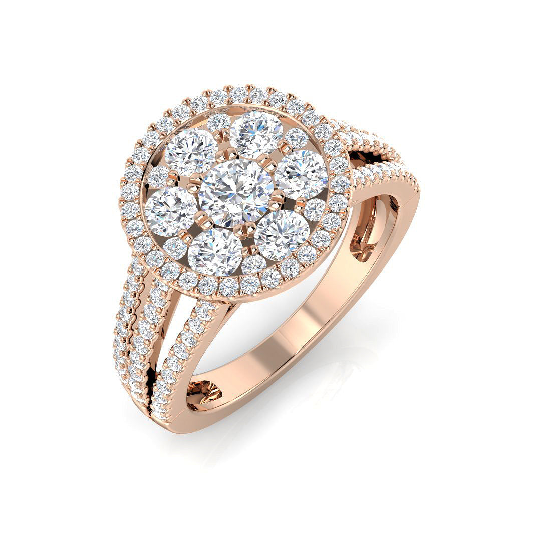 Cluster Diamond Ring 1.35ct – XYR12032 – 18k Rose Gold