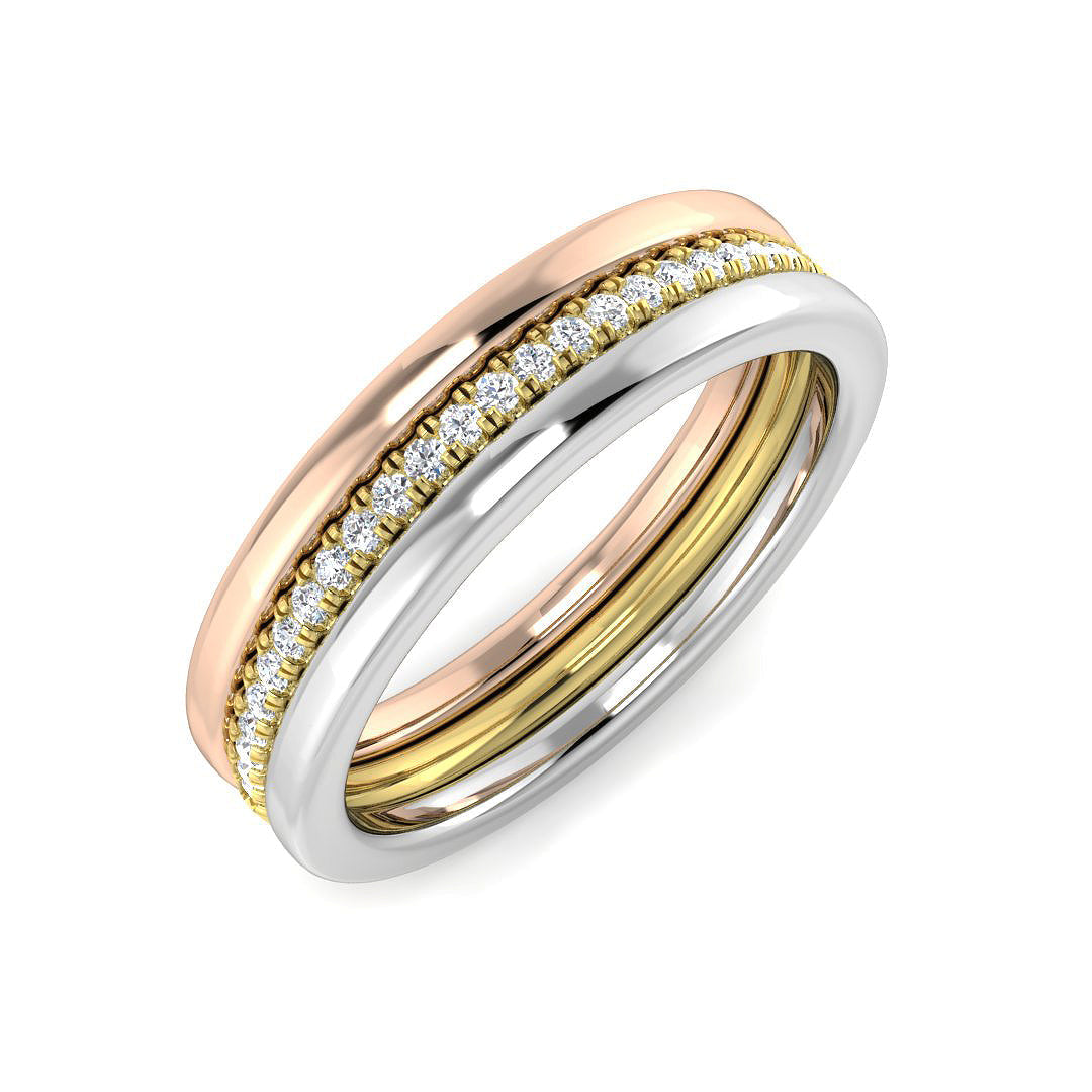 Half Eternity Diamond Ring 0.1ct – XYR13286 – 18k Three Tone Gold