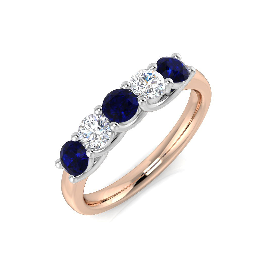 Five Stone Diamond Ring 0.31ct–0.87ct – XYR6744~BS – 18k Rose Gold