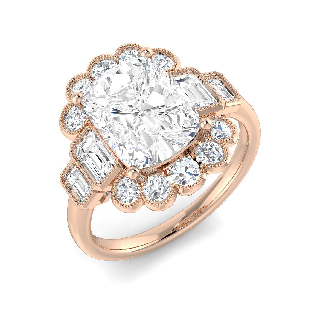 Vintage Lab-Grown Diamond Ring 2.85ct–4.3ct – SR6964 – 18k Rose Gold