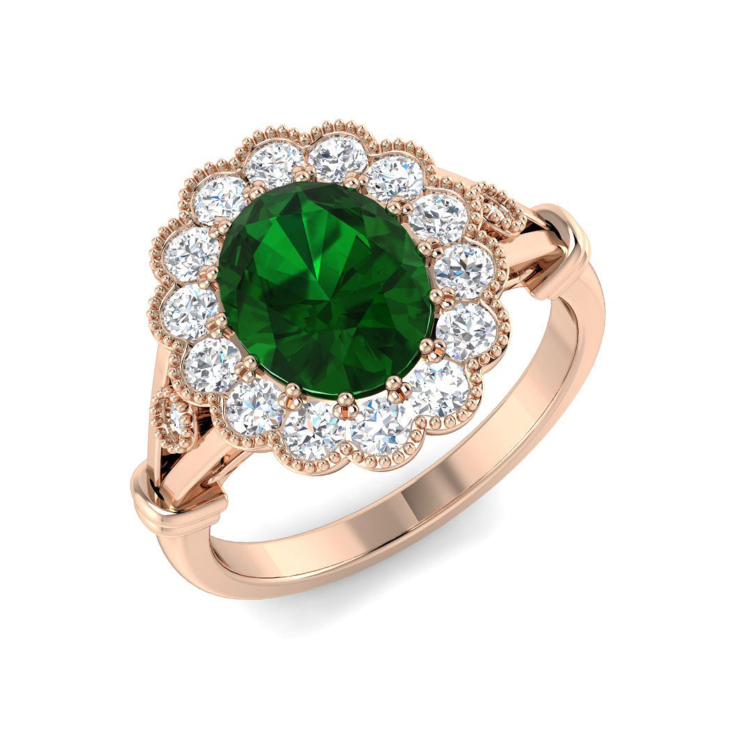 Vintage Lab-Grown Diamond Ring 1.04ct–2.18ct – SR7462~COEM – 18k Rose Gold