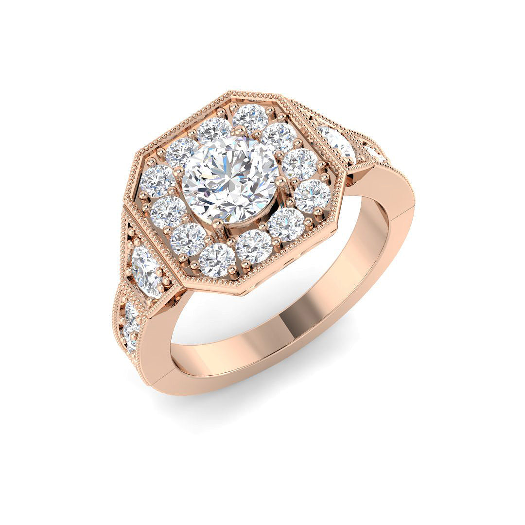 Vintage Diamond Ring 0.85ct–1.13ct – SR5935 – 18k Rose Gold