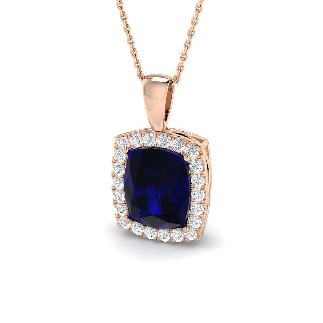 Blue Sapphire Diamond Ring 1.24ct–6.18ct – SP4285~BS – 18k Rose Gold