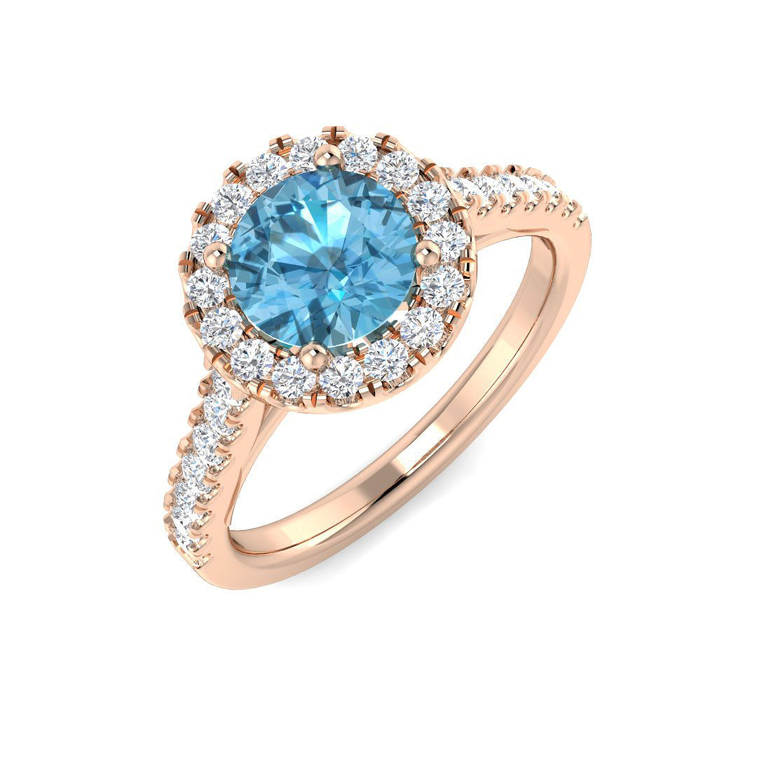 Blue Topaz Diamond Ring 1.78ct – SL9667-6.5 – 18k Rose Gold