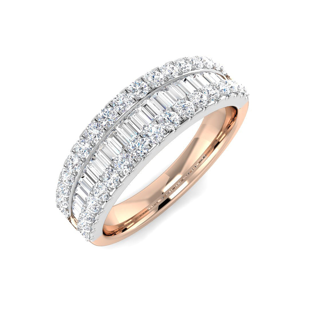 Baguette & Brilliant Diamond Ring 0.91ct – SR5502 – 18k Rose Gold