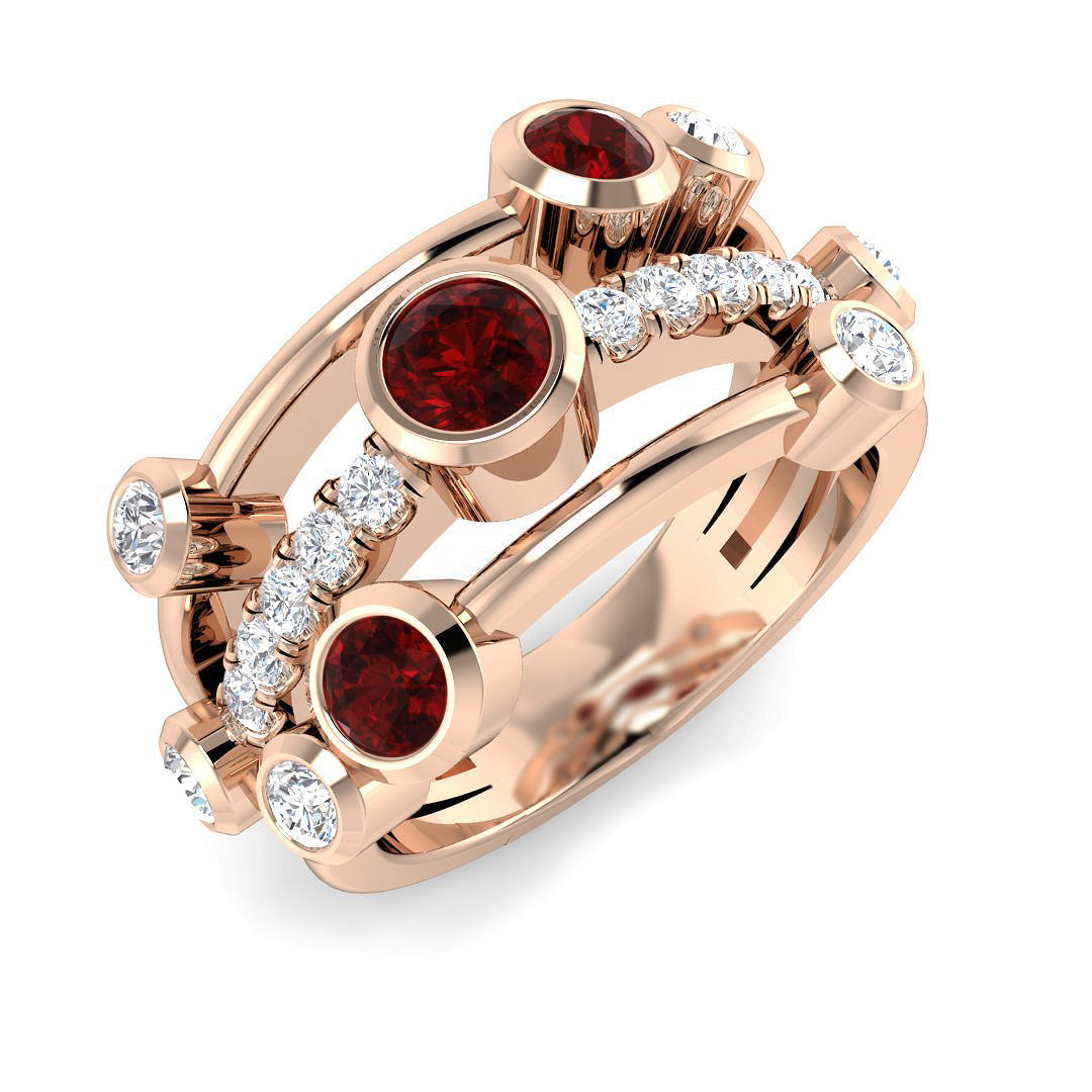 Bubble Diamond Ring 1.22ct – SR1085~RY – 18k Rose Gold