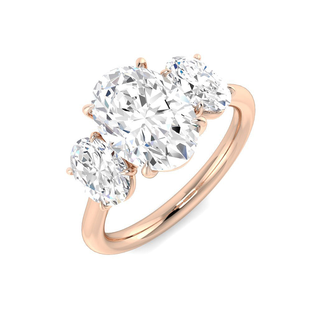 Three Stone Lab-Grown Diamond Ring 3.06ct – SR7045 – 18k Rose Gold