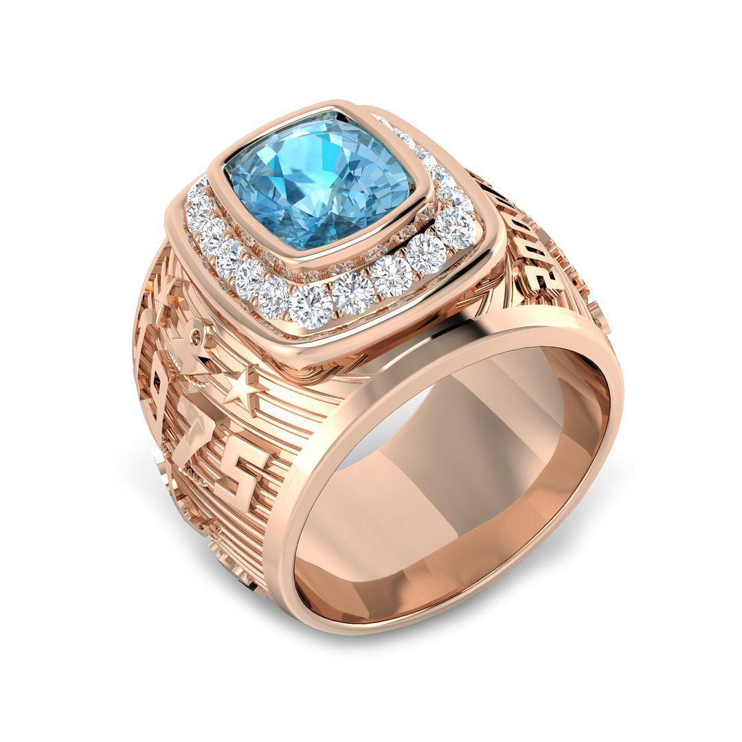 Blue Topaz Diamond Ring 4.0ct – SR5913 – 18k Rose Gold