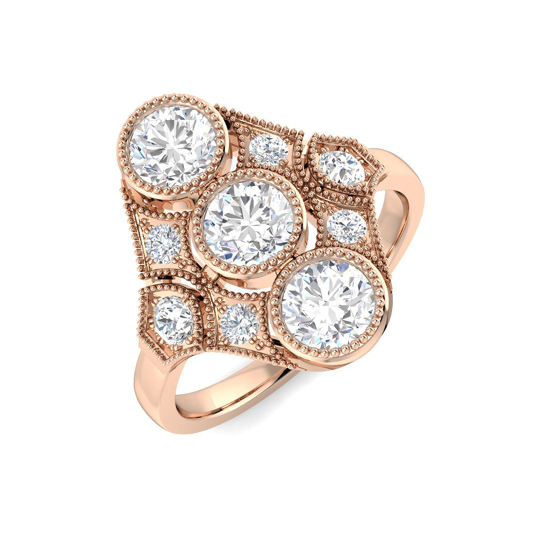 Vintage Lab-Grown Diamond Ring 1.45ct – SR7627 – 18k Rose Gold