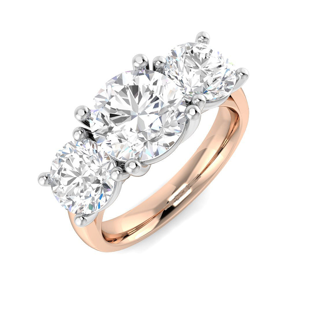 Three Stone Lab-Grown Diamond Ring 3.71ct–4.06ct – SR4610 – 18k Rose Gold