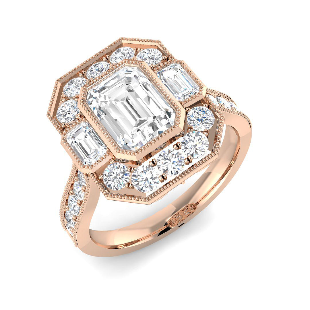 Three Stone Lab-Grown Diamond Ring 1.36ct–2.62ct – SR7014 – 18k Rose Gold