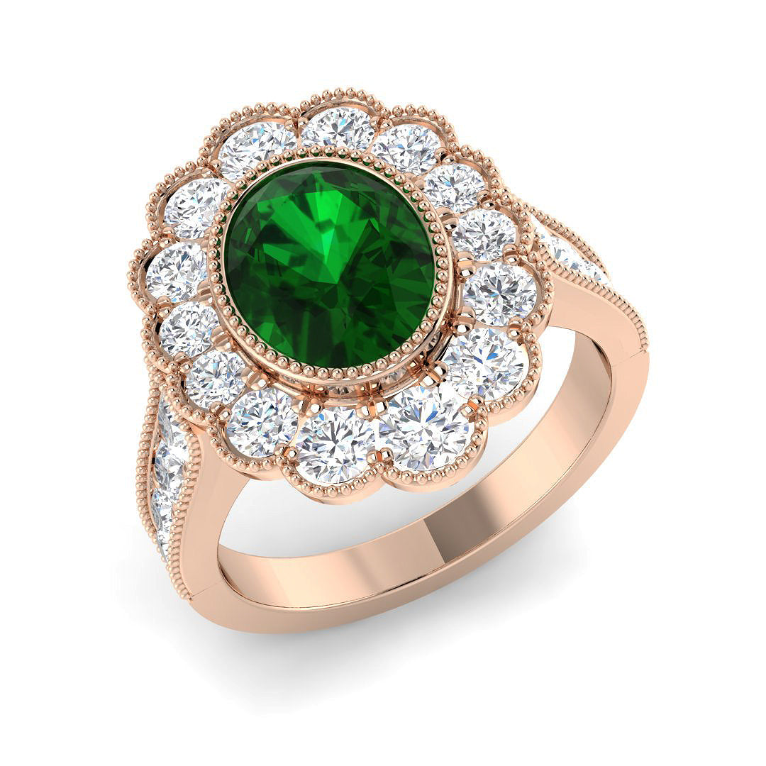 Vintage Lab-Grown Diamond Ring 1.34ct–3.06ct – SR7469~COEM – 18k Rose Gold