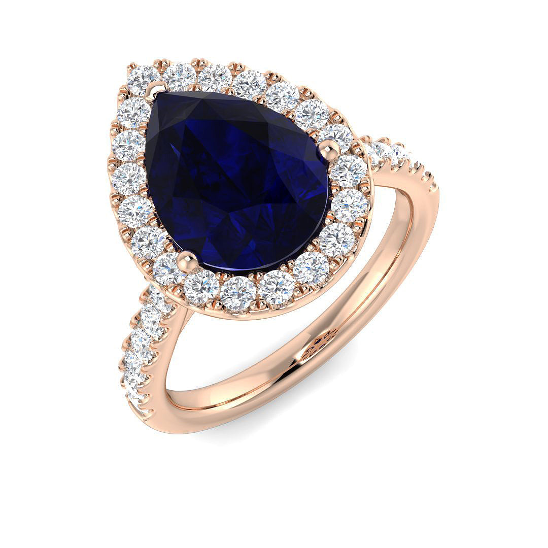 Blue Sapphire Diamond Ring 1.54ct–4.86ct – SR21~BS – 18k Rose Gold