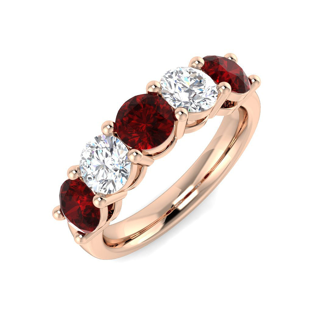 Five Stone Diamond Ring 0.72ct–2.55ct – SL8941~RY – 18k Rose Gold
