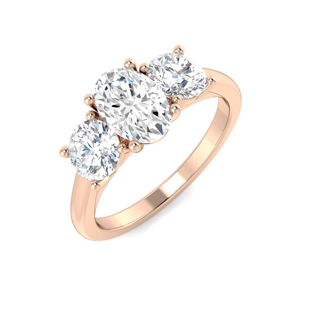 Three Stone Lab-Grown Diamond Ring 1.93ct – SR5107 – 18k Rose Gold