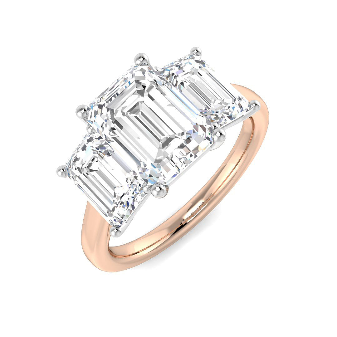 Three Stone Lab-Grown Diamond Ring 4.99ct–5.45ct – SR5441 – 18k Rose Gold