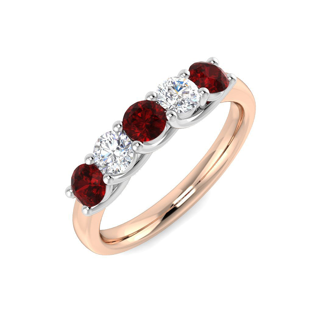 Five Stone Diamond Ring 0.37ct–0.93ct – XYR6744~RY – 18k Rose Gold