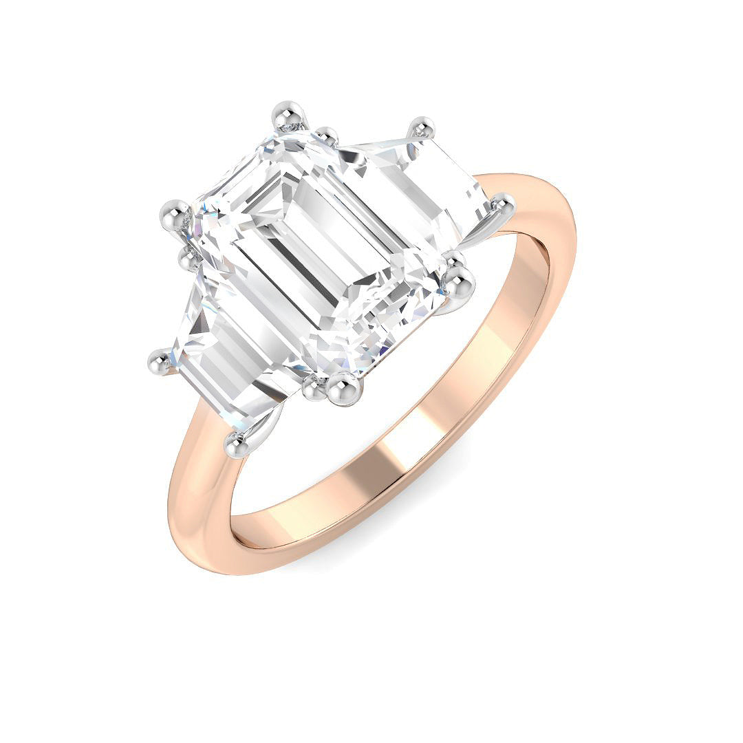 Three Stone Lab-Grown Diamond Ring 3.17ct–3.2ct – SR6333 – 18k Rose Gold