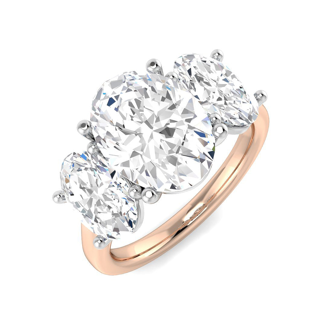 Three Stone Lab-Grown Diamond Ring 5.01ct–5.25ct – SR5442 – 18k Rose Gold