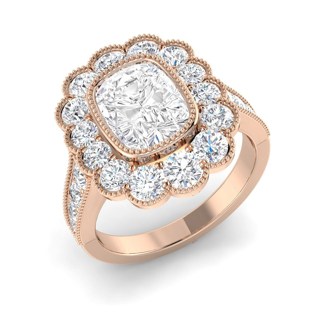 Vintage Lab-Grown Diamond Ring 1.8ct–3.4ct – SR7330 – 18k Rose Gold