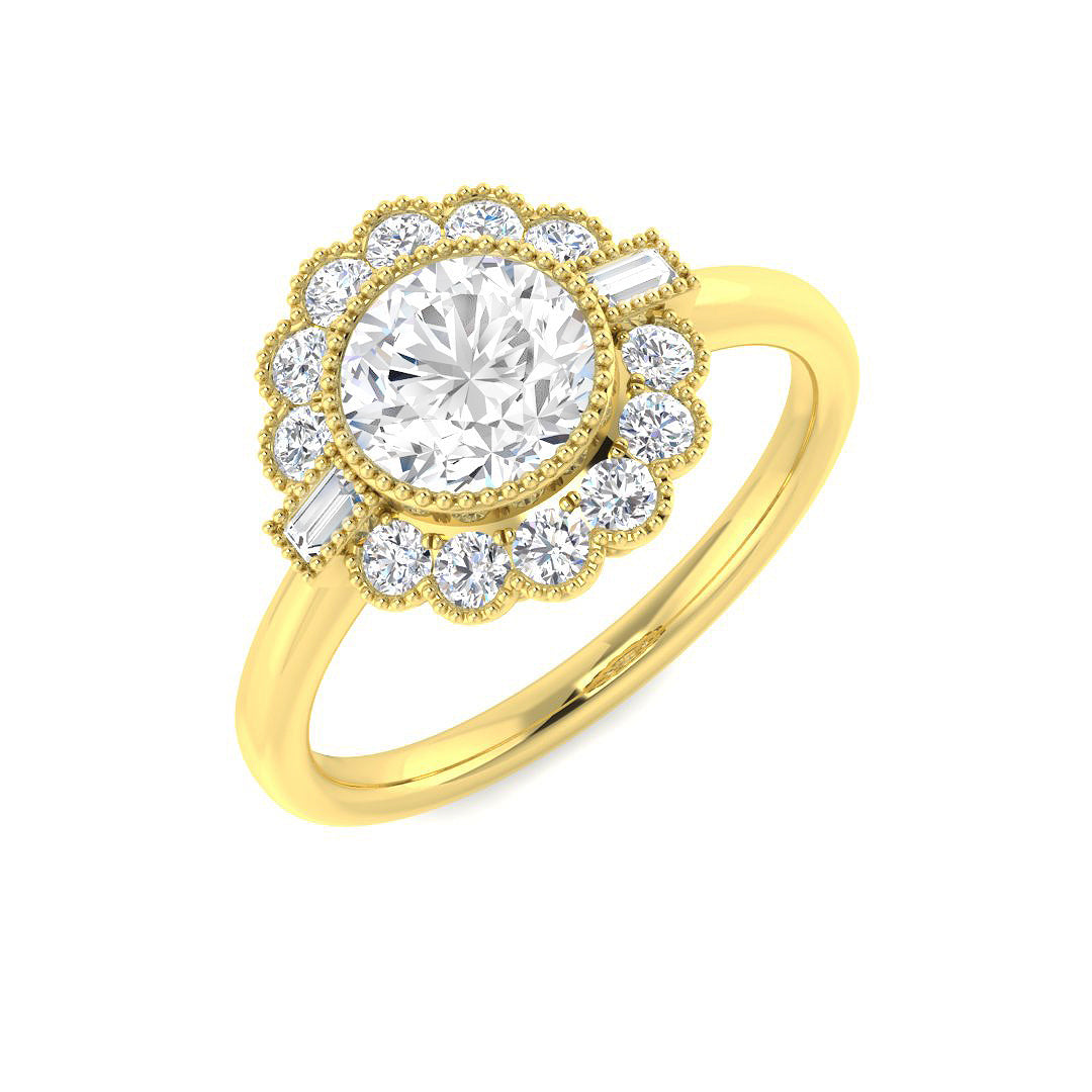 Vintage Lab-Grown Diamond Ring 1.36ct–4.03ct – SR7348 – 9k Yellow Gold